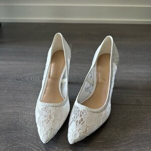 Charles & Keith White Lace Heels
